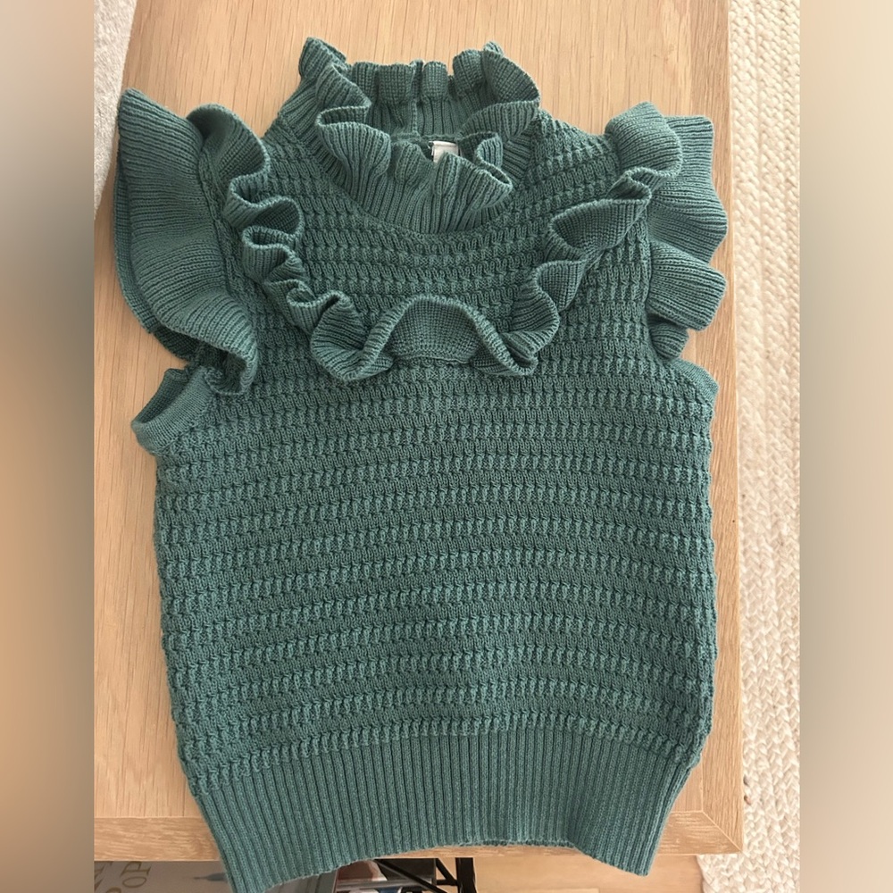 Janie and Jack Teal Ruffled Knit Top
